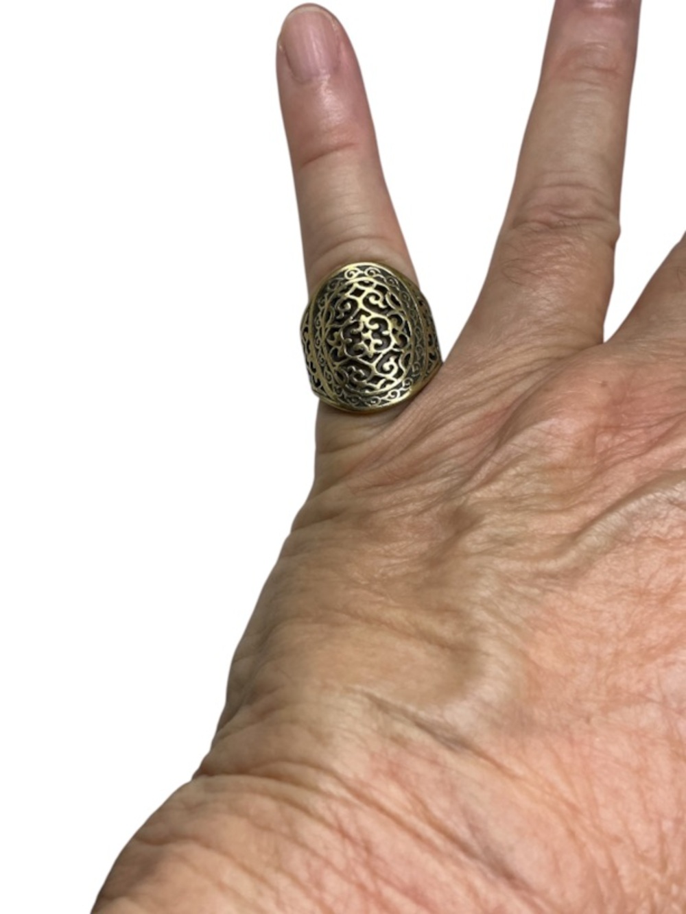 Premier Gold-Tone Filigree Dome Ring size 7